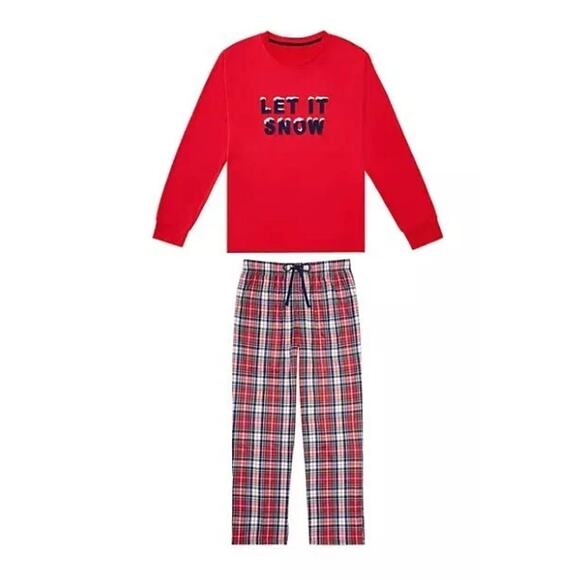 Ladies Red 2-Piece Pajama Set 'Let it Snow' Winter Holiday Women Cozy Large - Picture 6 of 6